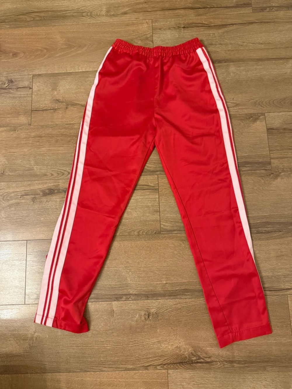 Lovers + Friends Red Track Pants with White Side Stripes